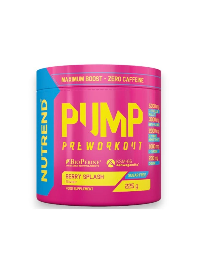 Pump Pre Workout, Berry Splash Flavour, 225g