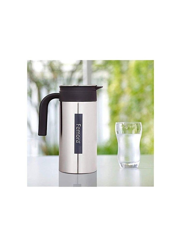 Stainless Steel Grand Jug with Handle - 1.4 L, Silver Black