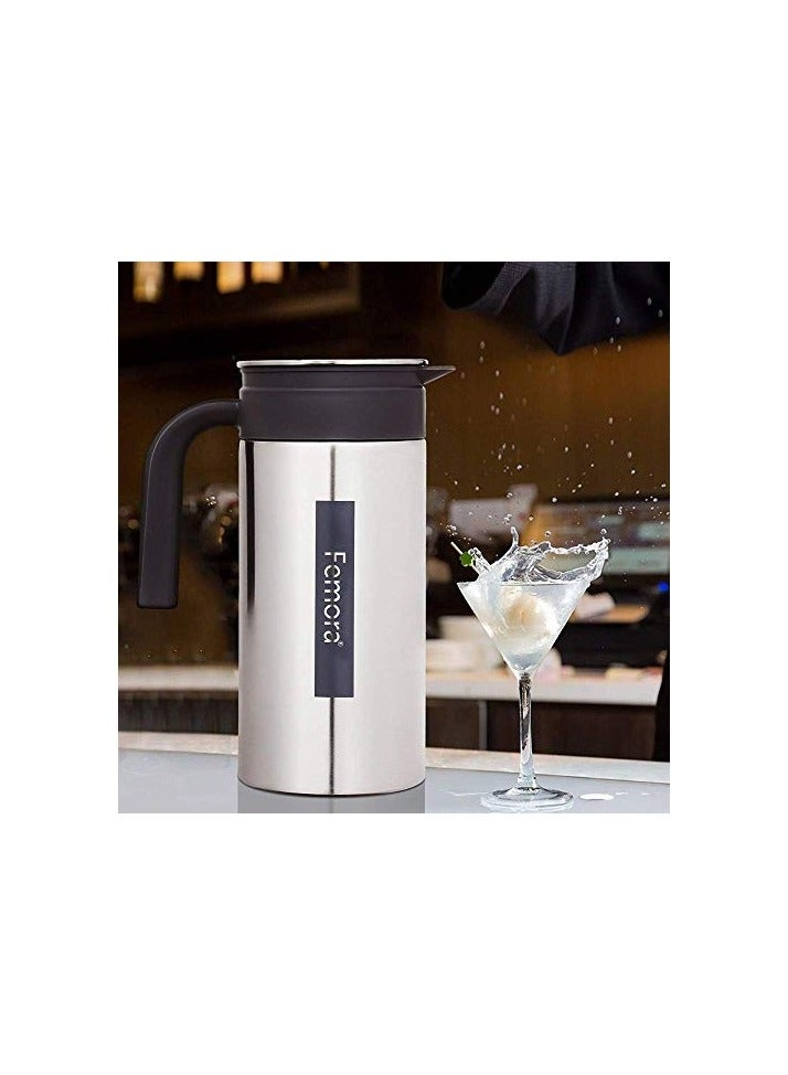 Stainless Steel Grand Jug with Handle - 1.4 L, Silver Black