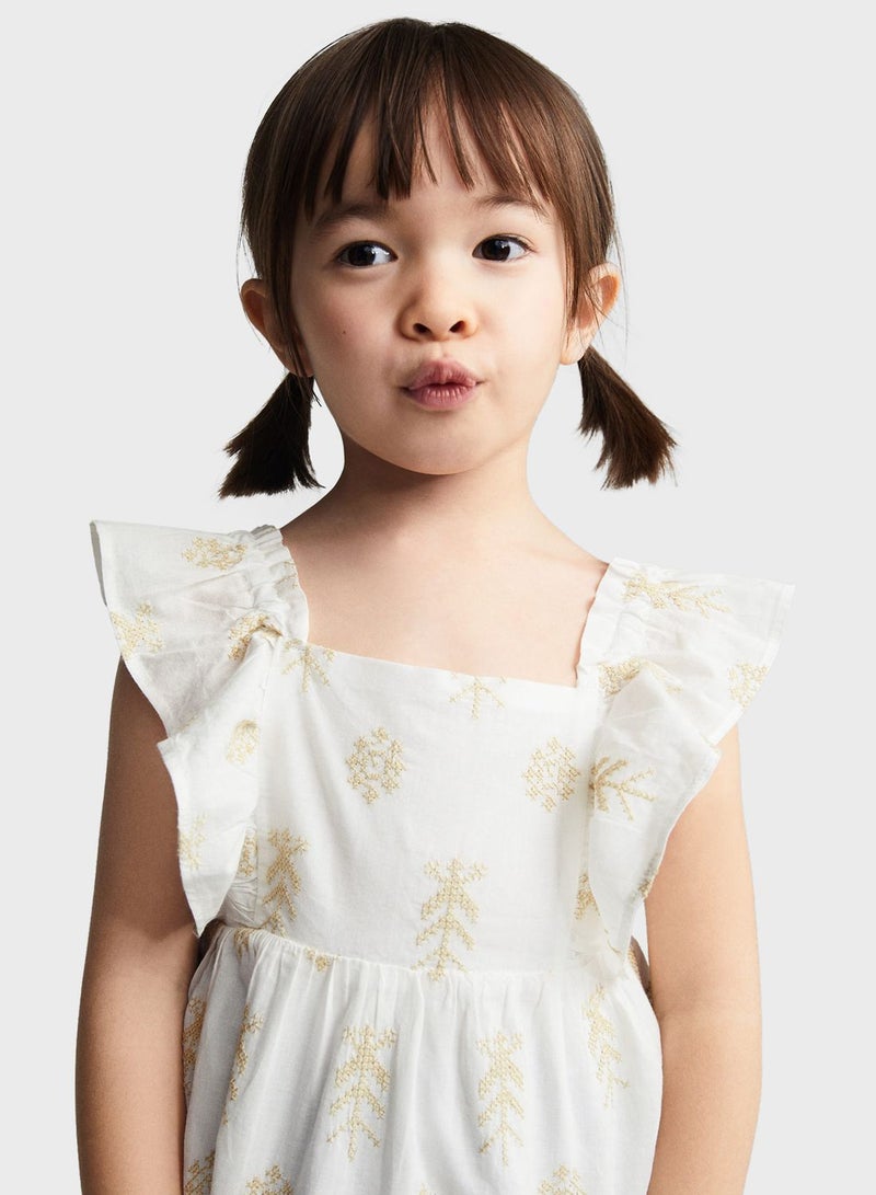 Kids Embroidered Ruffle Top