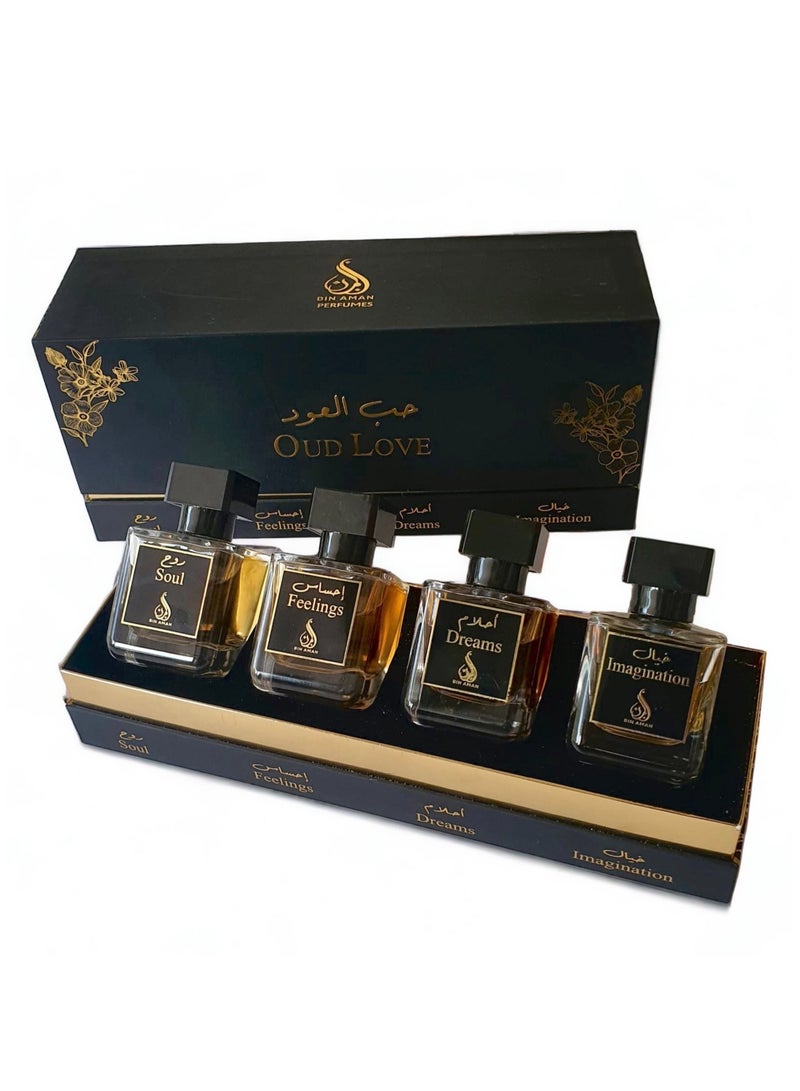 Bin Aman Perfumes - OUD LOVE - Eau de perfume 4x50ml - 4 various types of OUD fragrance set