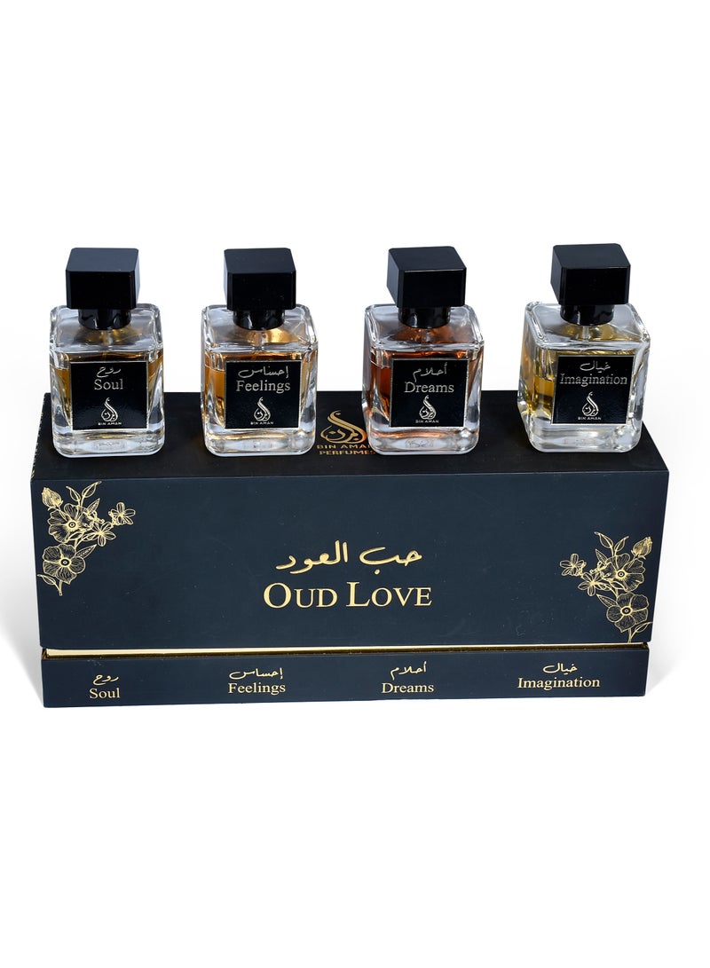 Bin Aman Perfumes - OUD LOVE - Eau de perfume 4x50ml - 4 various types of OUD fragrance set