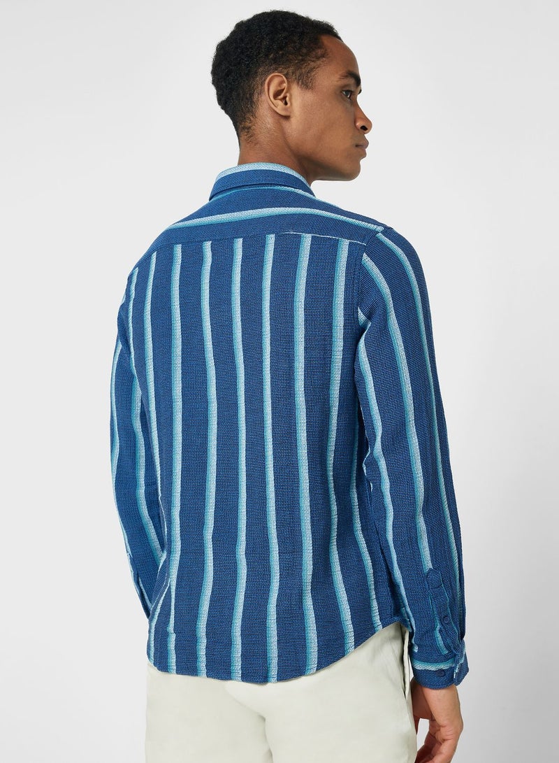Long Sleeve Seersucker Stripe Shirt