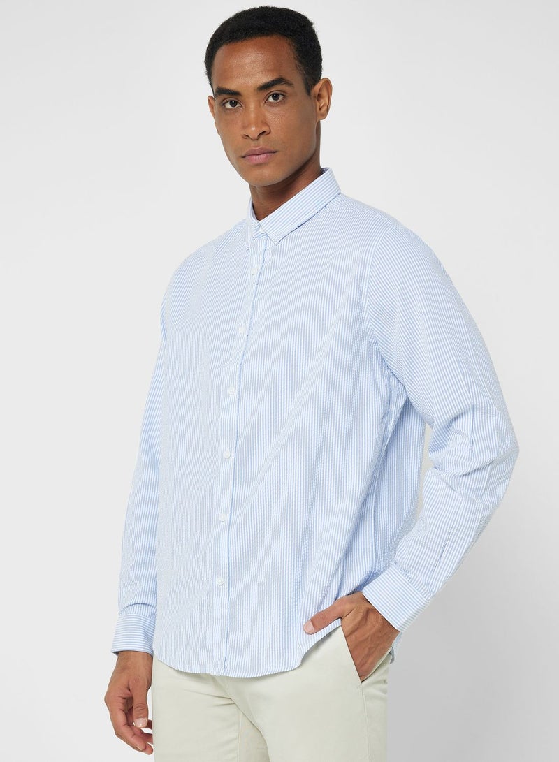 Long Sleeve Seersucker Stripe Shirt
