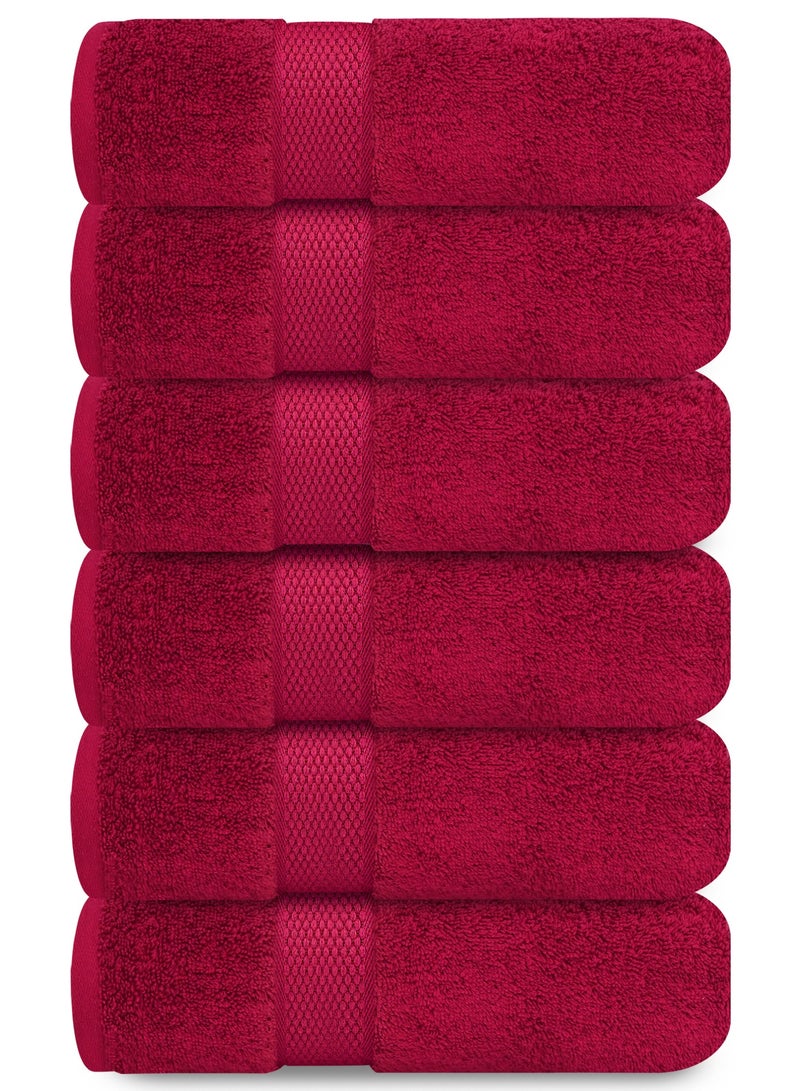 Premium Burgundy Hand Towels - Pack of 6, 41cm x 71cm Bathroom Hand Towel Set, Hotel & Spa Quality Hand Towels for Bathroom, Highly Absorbent and Super Soft Bathroom Towels by Infinitee Xclusives