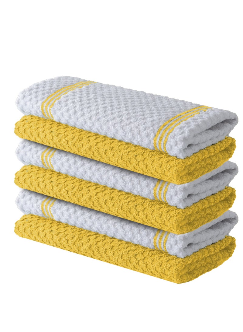 Premium Kitchen Towels – Pack of 6, 100% Cotton 40cm x 70cm Absorbent Dish Towels - 425 GSM Tea Towel, Terry Kitchen Dishcloth Towels- Yellow Dish Cloth for Household Cleaning by Infinitee Xclusives