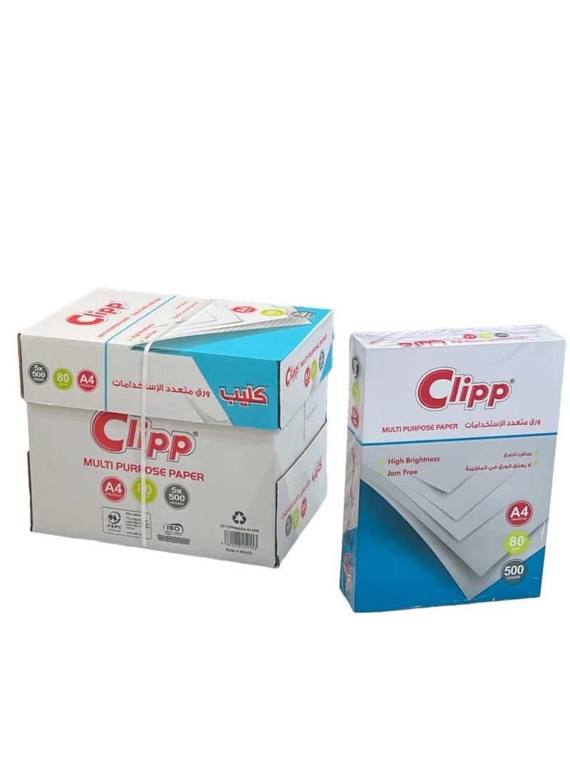 CLIPP 80 GSM A4 Size 5 Reams Per Carton Box