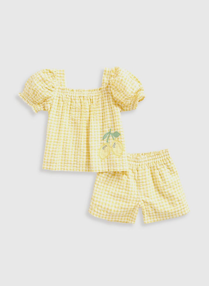 Kids Gingham Top and Shorts Set