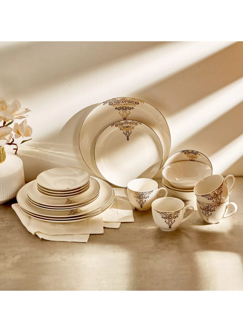 Ramadan Designer Hikayat 20-Piece Dinner Set of Dinner Plates, Bowl, Dessert Plates, Tea Cup & Saucer