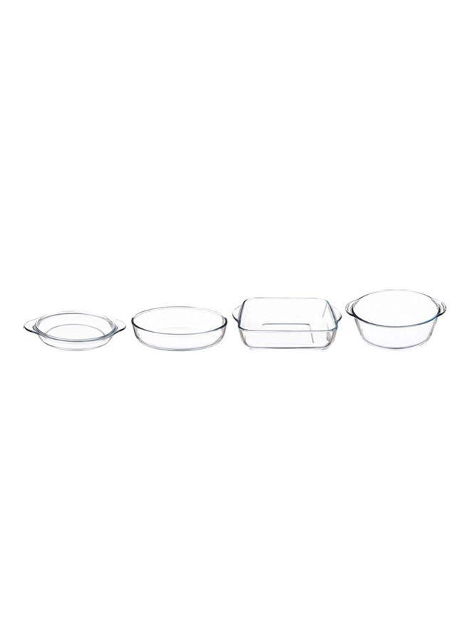 Borcam Multi-Shapes Glass Cookware Set, 4 Pieces Clear