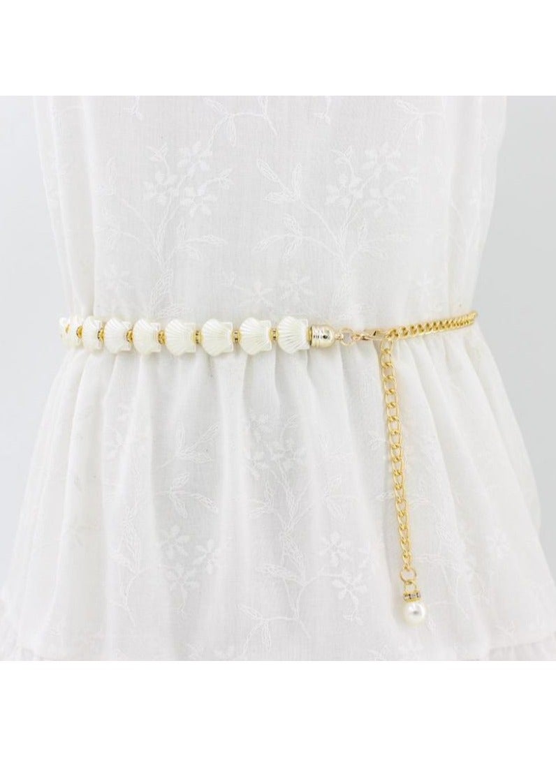New Womens Pearl Fashion Versatile Decorative Dress Summer Skirt Small Belt