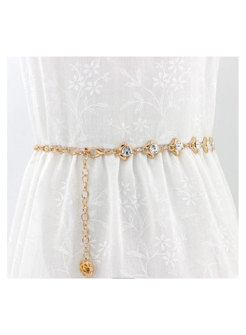 New Womens Pearl Fashion Versatile Decorative Dress Summer Skirt Small Belt