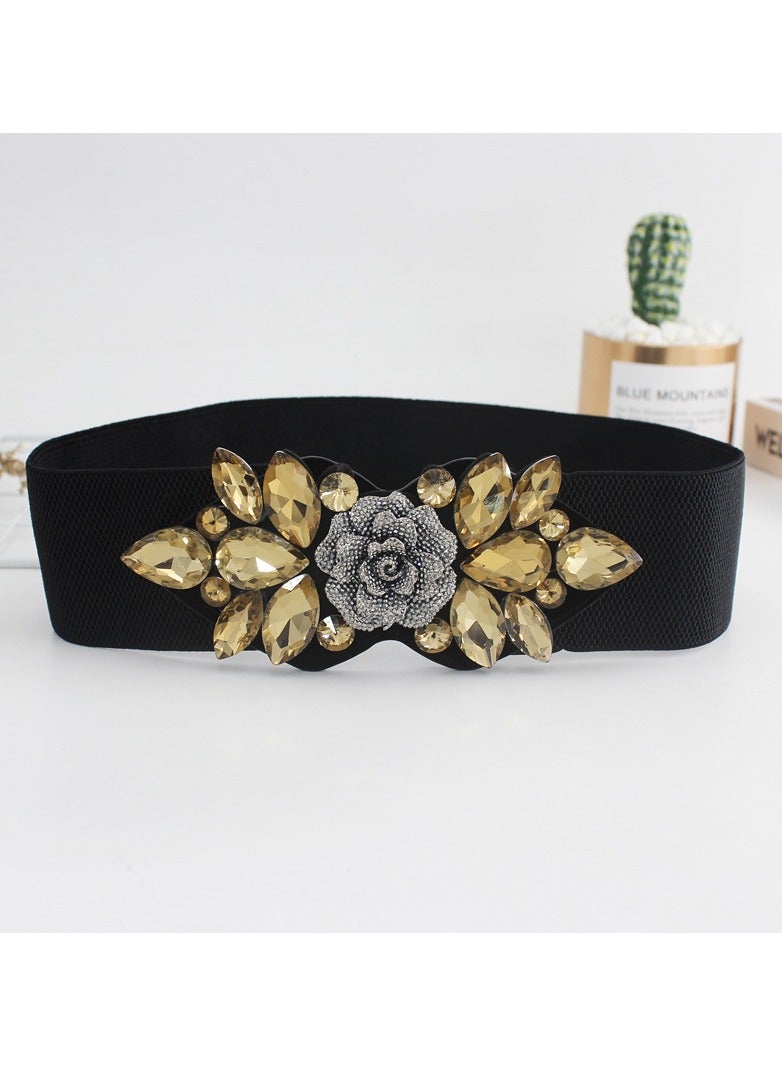 Rose Water Diamond Inlaid Elastic Elastic Waistband