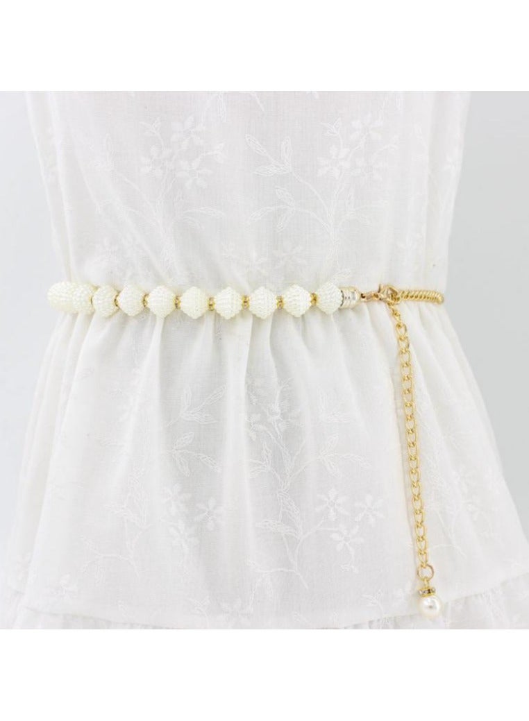 New Womens Pearl Fashion Versatile Decorative Dress Summer Skirt Small Belt