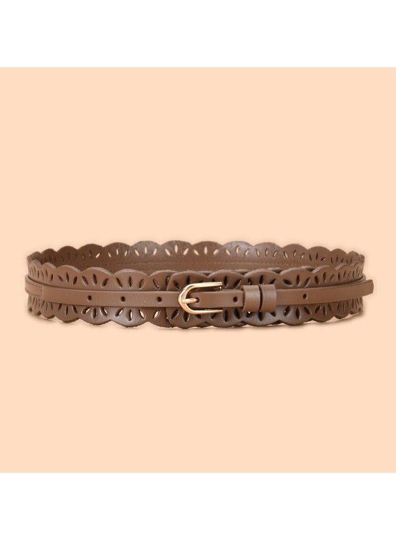 New Womens Fashionable Waistband With Coat And Genuine Leather Belt