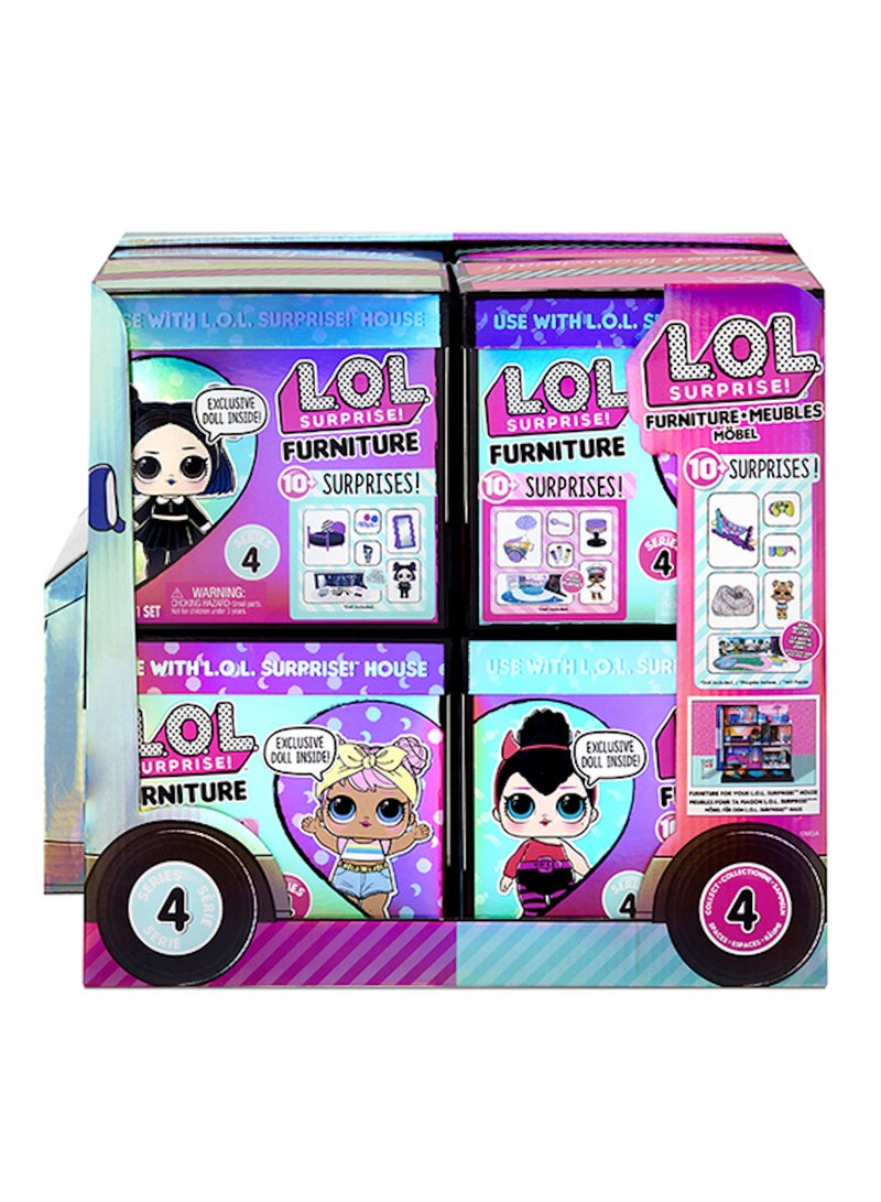 L.O.L. Surprise! Furniture Set with Doll Asst, Series 4, Full Set All 4 Styles included