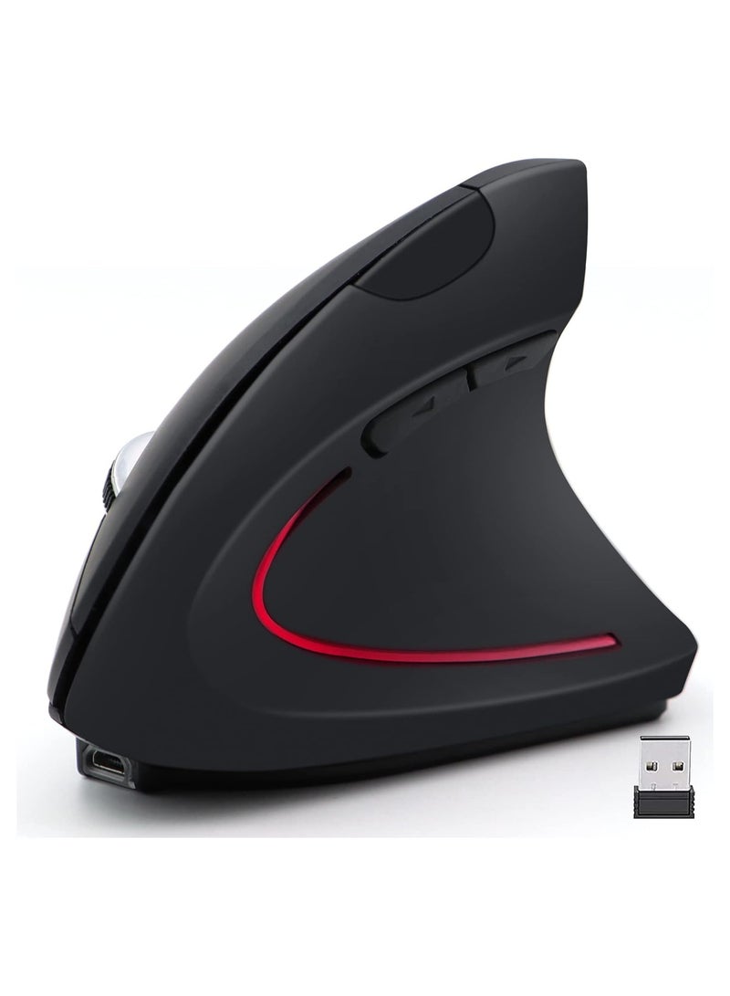 Gaming Vertical Wireless Mouse 2.4GHz Rechargeable Ergonomic Optical Mice with Comfortable Frosted Texture 3 Adjustable DPI Office Computer Mice Compatible with PC Desktop Laptop