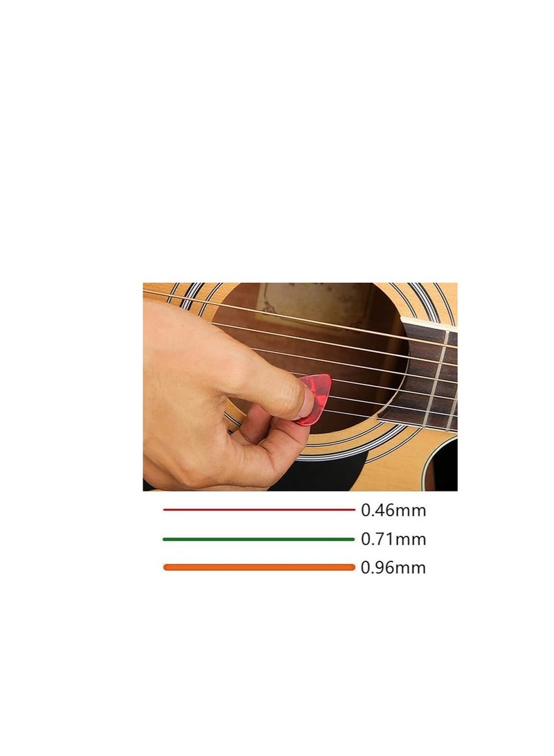 Pack of 30 Guitar Picks, Celluloid Pick, 0.46 mm, 0.71 mm, 0.96 mm, for Guitar, Acoustic Guitar, Electric Guitars, Ukulele, Bass (Random Colour)