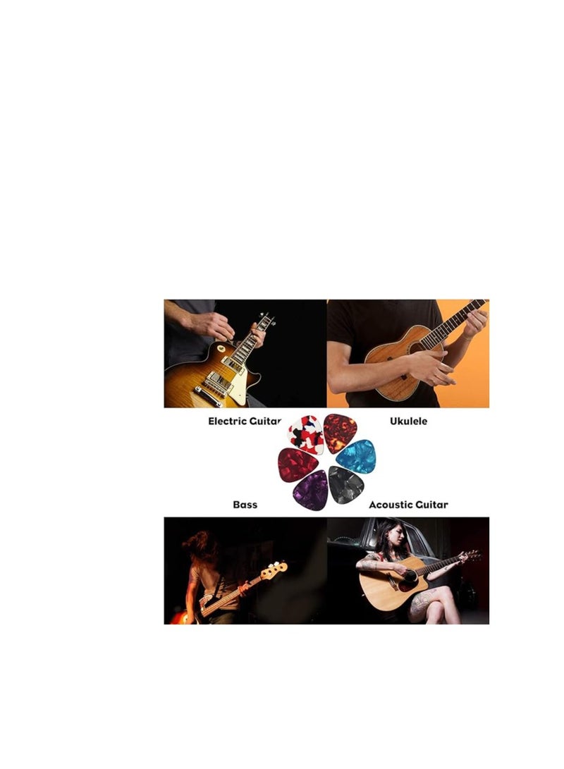 Pack of 30 Guitar Picks, Celluloid Pick, 0.46 mm, 0.71 mm, 0.96 mm, for Guitar, Acoustic Guitar, Electric Guitars, Ukulele, Bass (Random Colour)