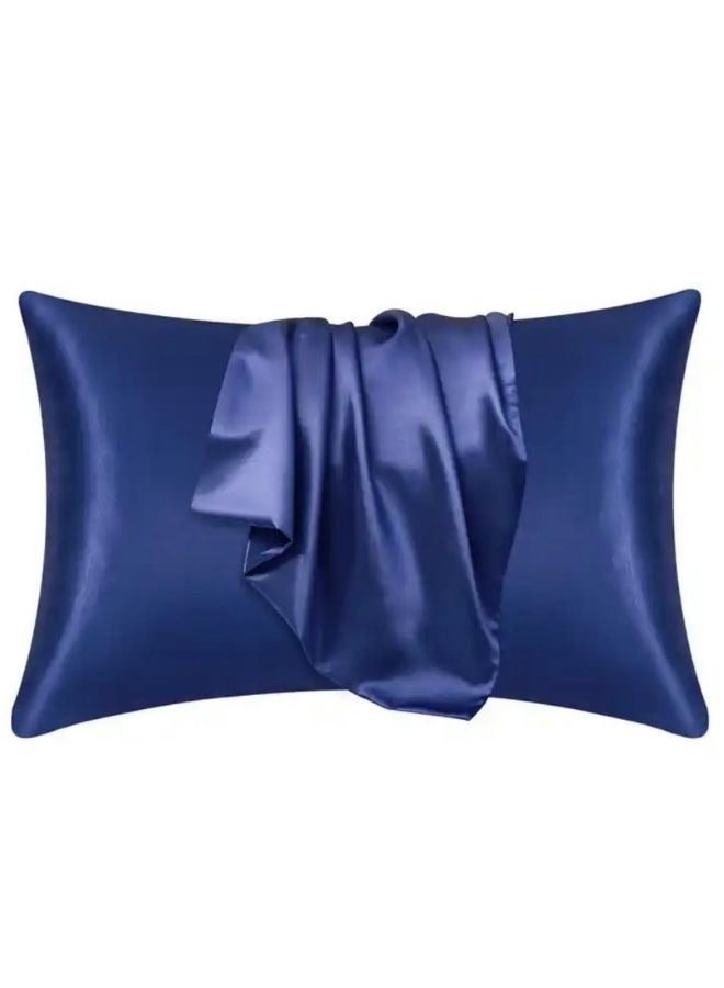 2 Pieces Pillowcases Silky Satin pillow cover set Hair Skin, Navy Blue Color.