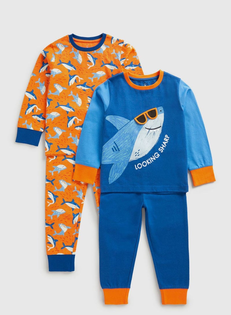 Kids 2 Pack Shark Pyjama Set