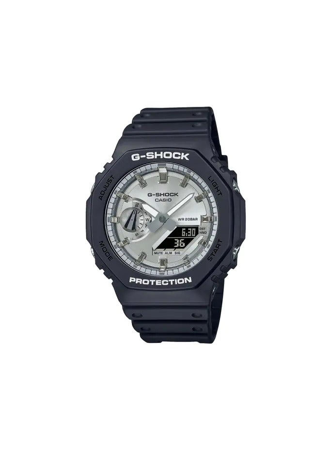 Casio G-shock Watch GA-2100SB-1A Black watch with Metallic Silver Dial