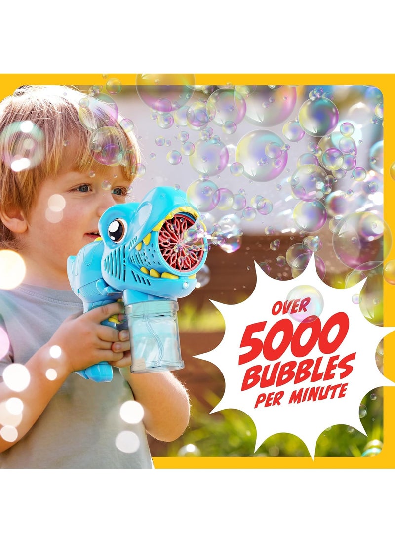 Dino Bubble Guns for Kids - 2 Pack - Bubbles Gun, Blaster, Blower, Maker, Machine for Boys & Girls- Cool Outdoor Dinosaur Toys for Toddlers - Birthday Gifts for Ages 3 4 5 6 7 8 Year Old Kid