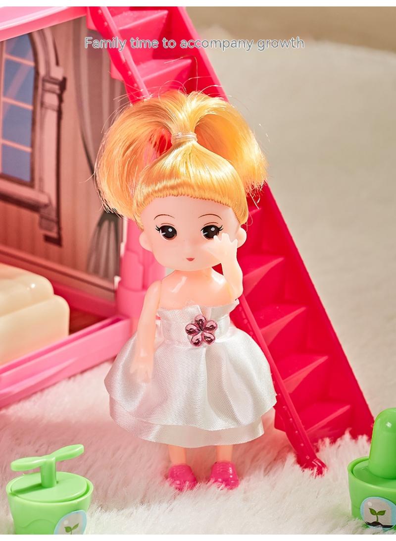 112 Pcs DIY Doll House With Night Light Princess Dream,Dream House Villa For Girls Pretend Toys-2 Story 4 Rooms Dollhouse,Toddler Playhouse Kids Gift For Girls Best Birthday Gift Children's Day