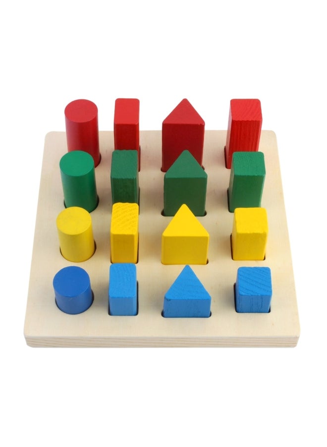 17-Piece Wooden Geometry Shape Sorter Block Toy 16BLCK