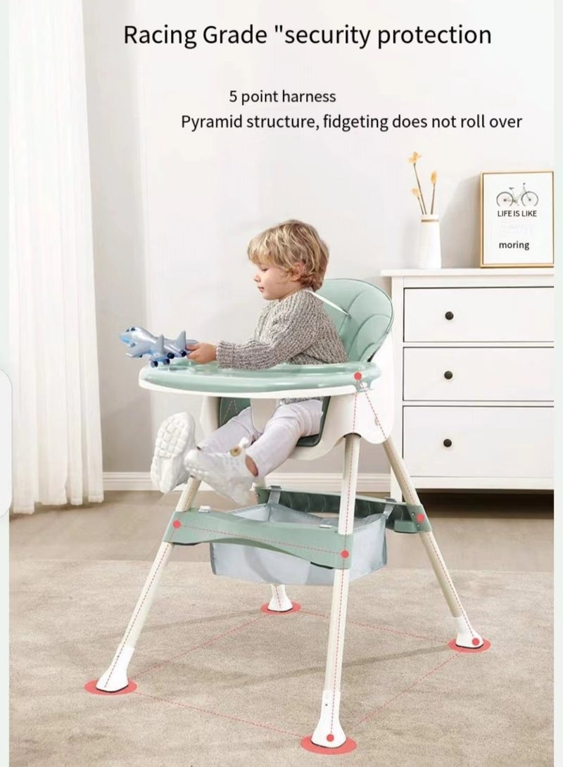 Baby high chair, suitable for infants and young children, children's dining table, children's learning table, building block table with detachable tray, adjustable and foldable