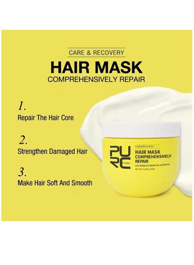 350g Hair Mask Comprehensively Repair Morocco Argan Oil & Keratin Hair Care & Recovery Hair Treatment Mask Repair Hair Strands Strengthen Damaged Hair & Make Hair Soft Smooth