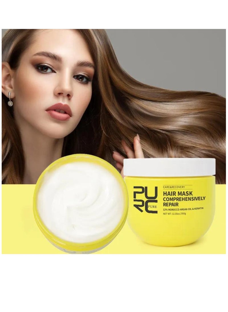 350g Hair Mask Comprehensively Repair Morocco Argan Oil & Keratin Hair Care & Recovery Hair Treatment Mask Repair Hair Strands Strengthen Damaged Hair & Make Hair Soft Smooth