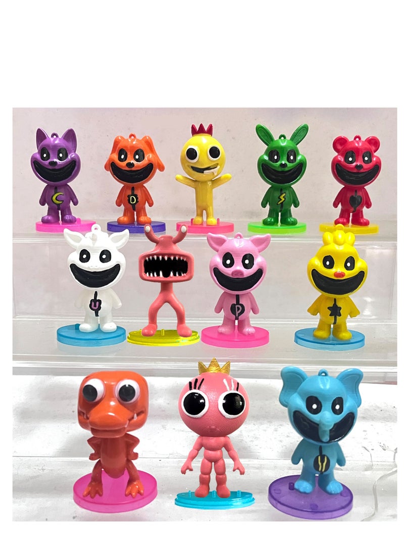 12-Piece Smiling Critters Figures,The Smiling Critters Action Figure Toys For Fans,Catnap Cartoon Monster Game Smiling Critters Series Figures Model Birthday Cake Toppers