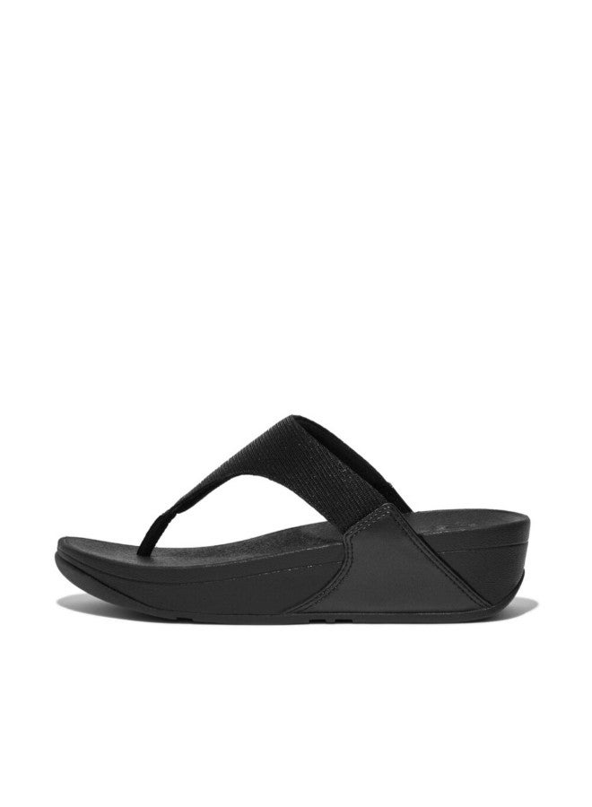 049-787 FITFLOP Ladies Sandals FZ7-090 Lulu Shimmerlux Toe-Post Sandals - All Black