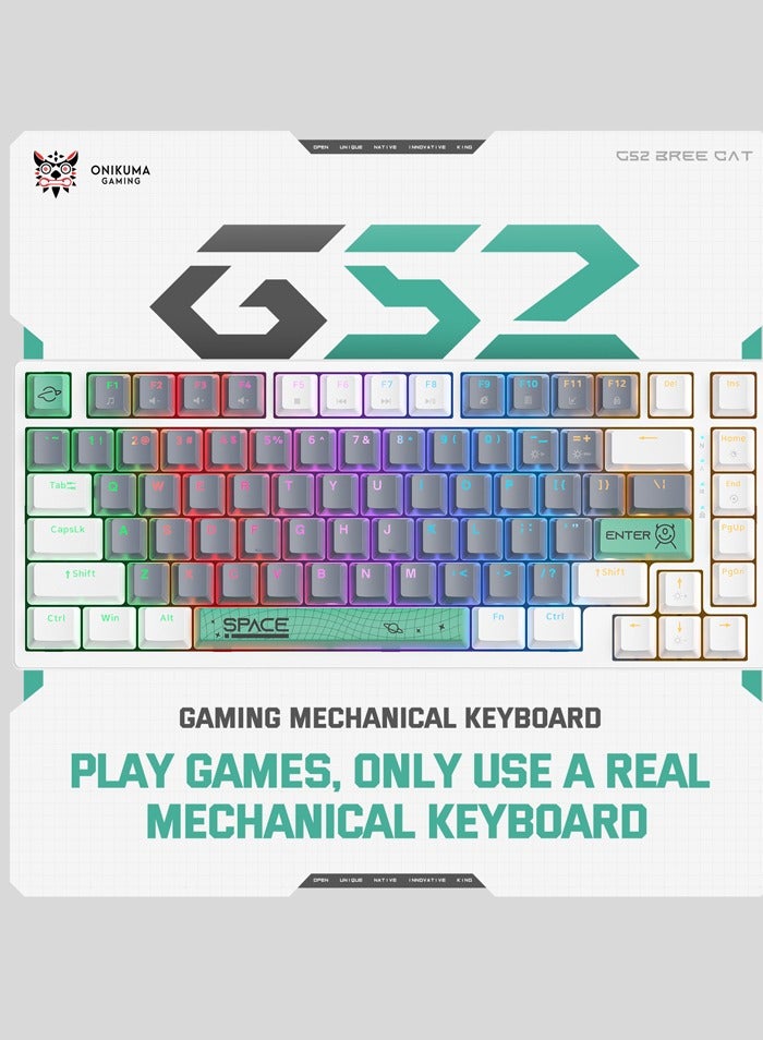 G52 82-Key Brown Switch Mechanical Gaming Keyboard 75% Mini Wired Waterproof Backlight Silent RGB Color Suitable For Computer/Ps4/Xbox Gamers