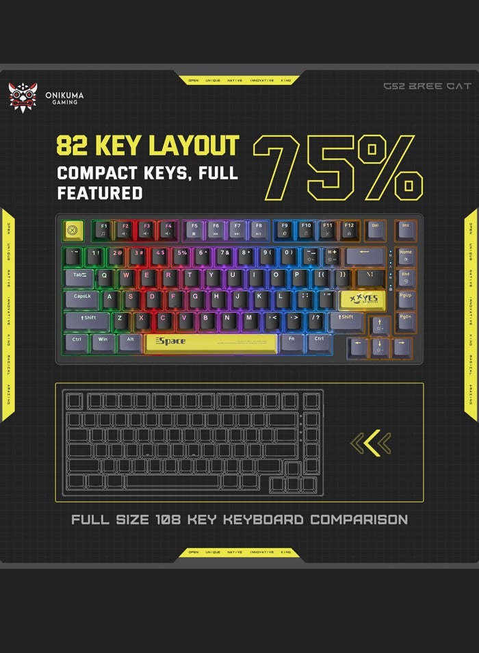 G52 82 Keys Wired Gaming Keyboard,Mechanical Keyboard Brown Switch RGB Backlit Suitable For Computer/Ps4/Xbox Gamers