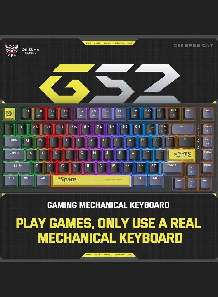 G52 82 Keys Wired Gaming Keyboard,Mechanical Keyboard Brown Switch RGB Backlit Suitable For Computer/Ps4/Xbox Gamers