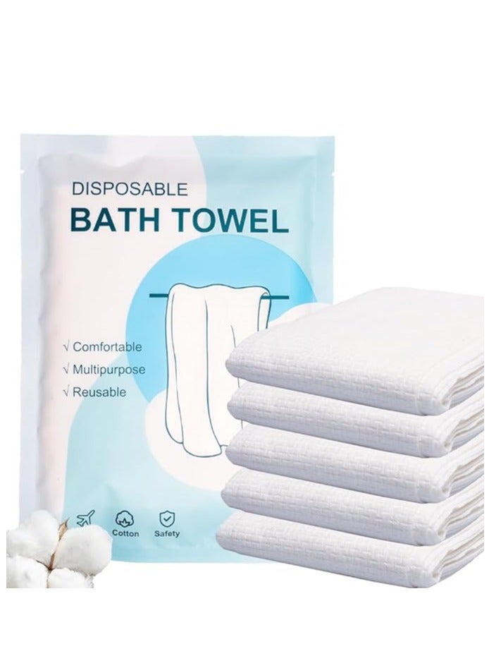 Disposable Bath Towels,5 Individual Packing White Large Body Camping Towel Quick Dry Disposable Towels Bulk Thickened Absorbent for Travel Shower Hiking Backpacking Bathroom
