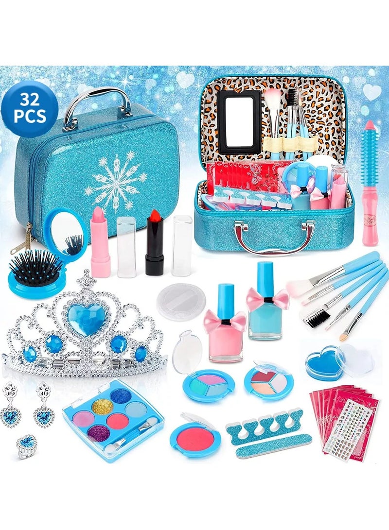 32PCS Kids Makeup Kit ,Washable Cosmetics Toys Gift for Little Girls