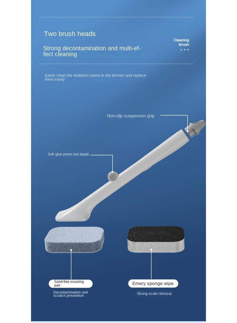 Multi Functional Disposable Pot Brush Automatic Addition Of Dishwashing Liquid Scouring Cloth Dishwashing Brush Kitchen Cleaning Brush With 5 Pcs Cleaning Cloth Brush Heads