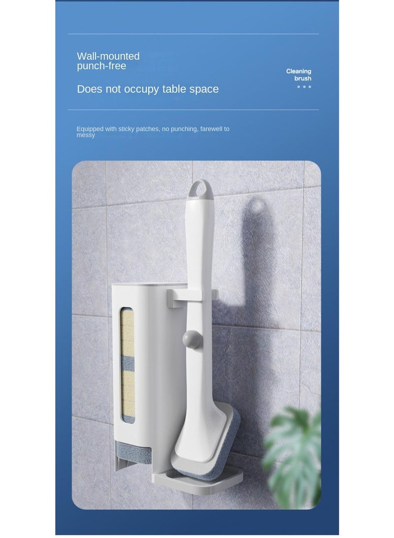 Multi Functional Disposable Pot Brush Automatic Addition Of Dishwashing Liquid Scouring Cloth Dishwashing Brush Kitchen Cleaning Brush With 5 Pcs Cleaning Cloth Brush Heads