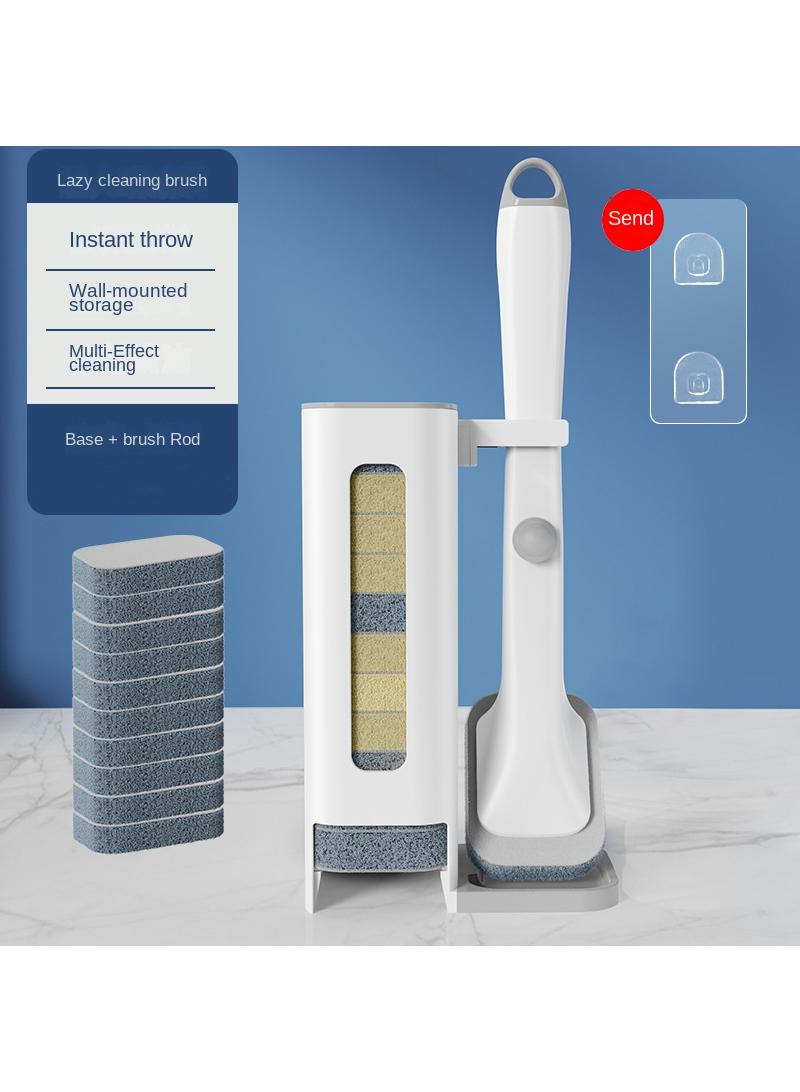 Multi Functional Disposable Pot Brush Automatic Addition Of Dishwashing Liquid Scouring Cloth Dishwashing Brush Kitchen Cleaning Brush With 10 Pcs Cleaning Cloth Brush Heads