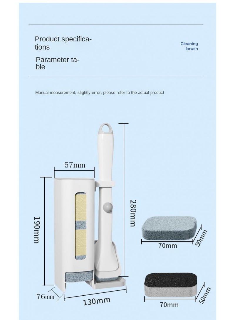 Multi Functional Disposable Pot Brush Automatic Addition Of Dishwashing Liquid Scouring Cloth Dishwashing Brush Kitchen Cleaning Brush With 10 Pcs Cleaning Cloth Brush Heads