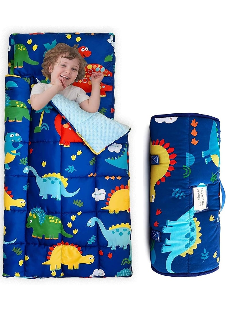 Extra Long Toddler Nap Pad Sleeping Bag 125x50 cm with Removable Pillow 70 cm Wide Blanket Suitable for 1-3 years