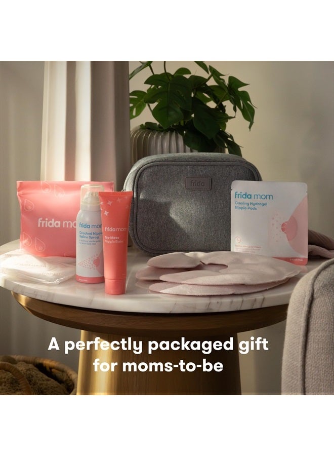 Breastfeeding Survival Kit for Nursing Moms | Reusable Hot+Cold Breast Relief Packs, Hydrogel Nipple Pads, Cracked Nipple Saline Spray, Nipple Balm, Nursing Pads | 13 Piece Gift Set