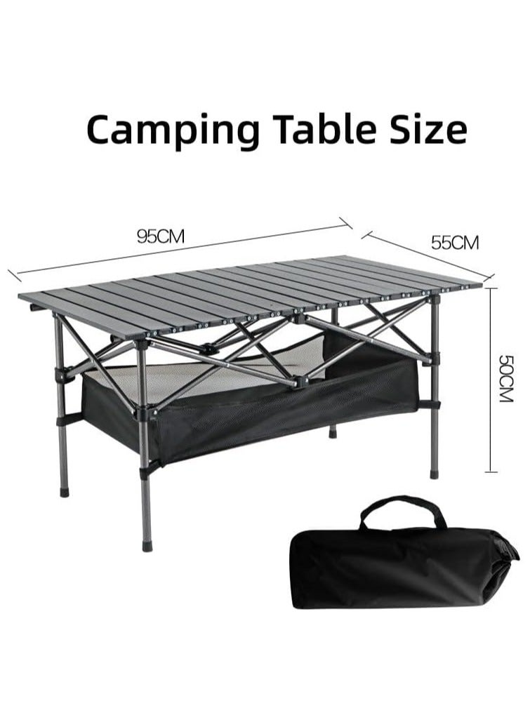 Folding Camping Table Lightweight Aluminum Folding Table Roll Up Table with Carrying Bag for Indoor, Outdoor, Camping, Backyard, BBQ, Party, Patio, Beach, Picnic