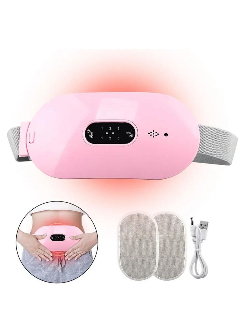 Menstrual Electric Heating Pad Women Warm Belt Hot Water Bag Waistband Device Adjustable 4-Speed ​​Rechargeable Heating Cramp Belt Massage Warm Waist Belt for Menstrual Period Cramps Stomach Tummy Pai