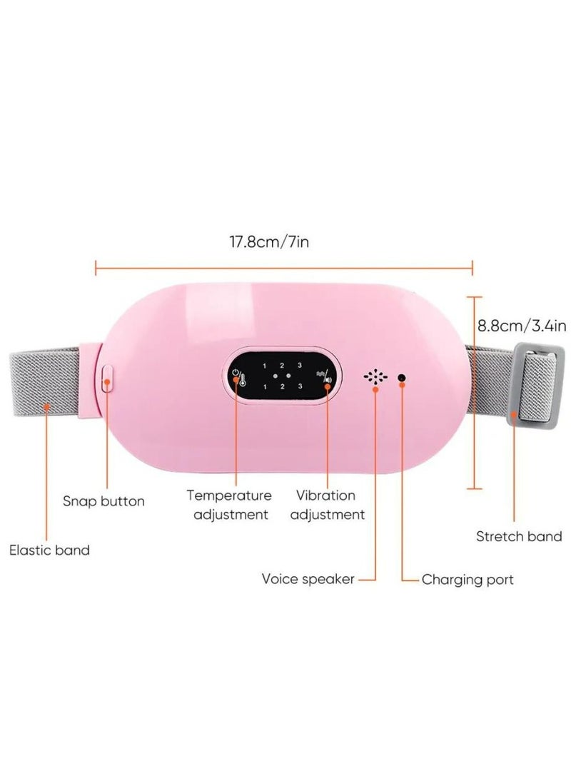 Menstrual Electric Heating Pad Women Warm Belt Hot Water Bag Waistband Device Adjustable 4-Speed ​​Rechargeable Heating Cramp Belt Massage Warm Waist Belt for Menstrual Period Cramps Stomach Tummy Pai