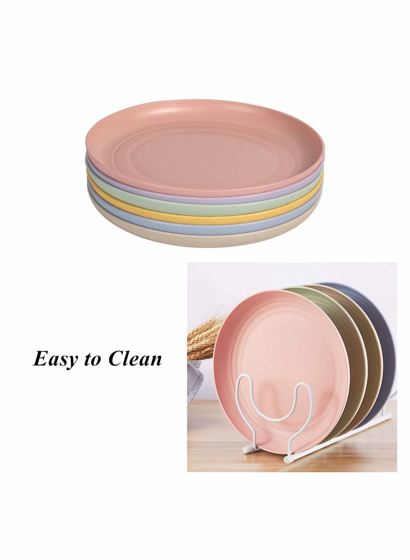 Lightweight Wheat Straw Plates Unbreakable Dinner Dishes Set Non-Toxin Dishwasher & Microwave Safe BPA Free and Healthy for Kids Children Toddler Adult (Small 6 Pack 5.9')