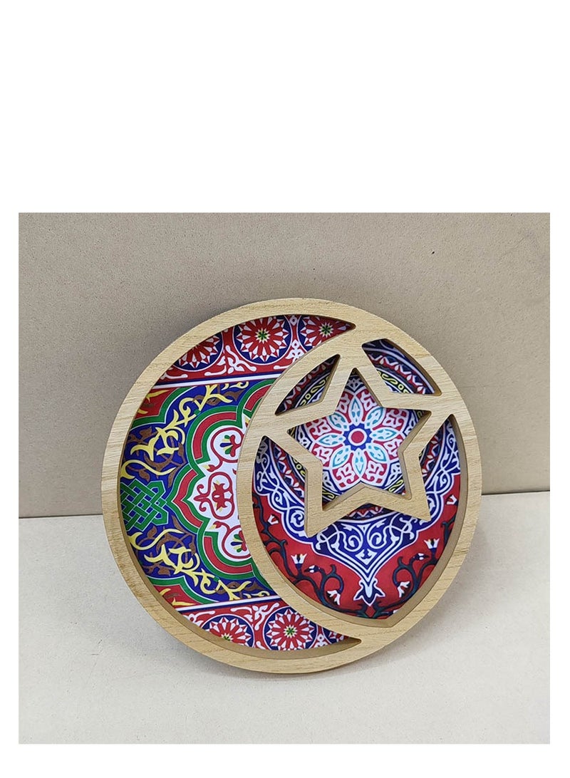 Ramadan Tray Eid Mubarak Tray Ramadan Kareem Moon Star Shape Tray Decoration Islam Wooden Artistic Moon Star Dessert Tray Ramadan Decorations for Table Moon Star Dessert Tray